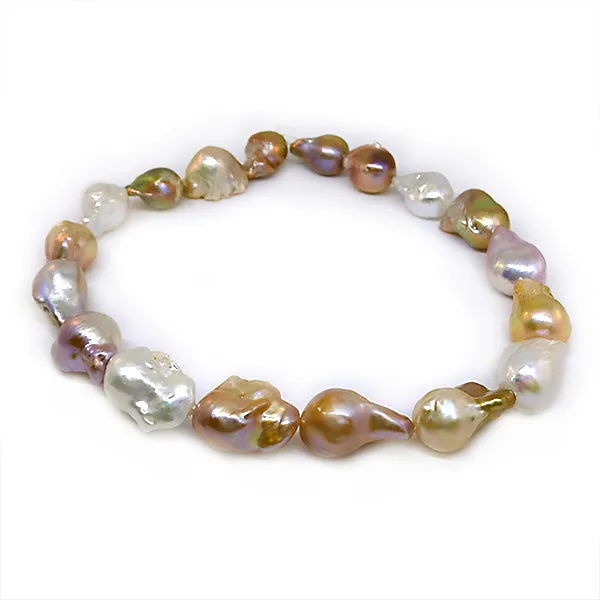 Multicolor Baroque Pearl Strand Necklace with Clasp