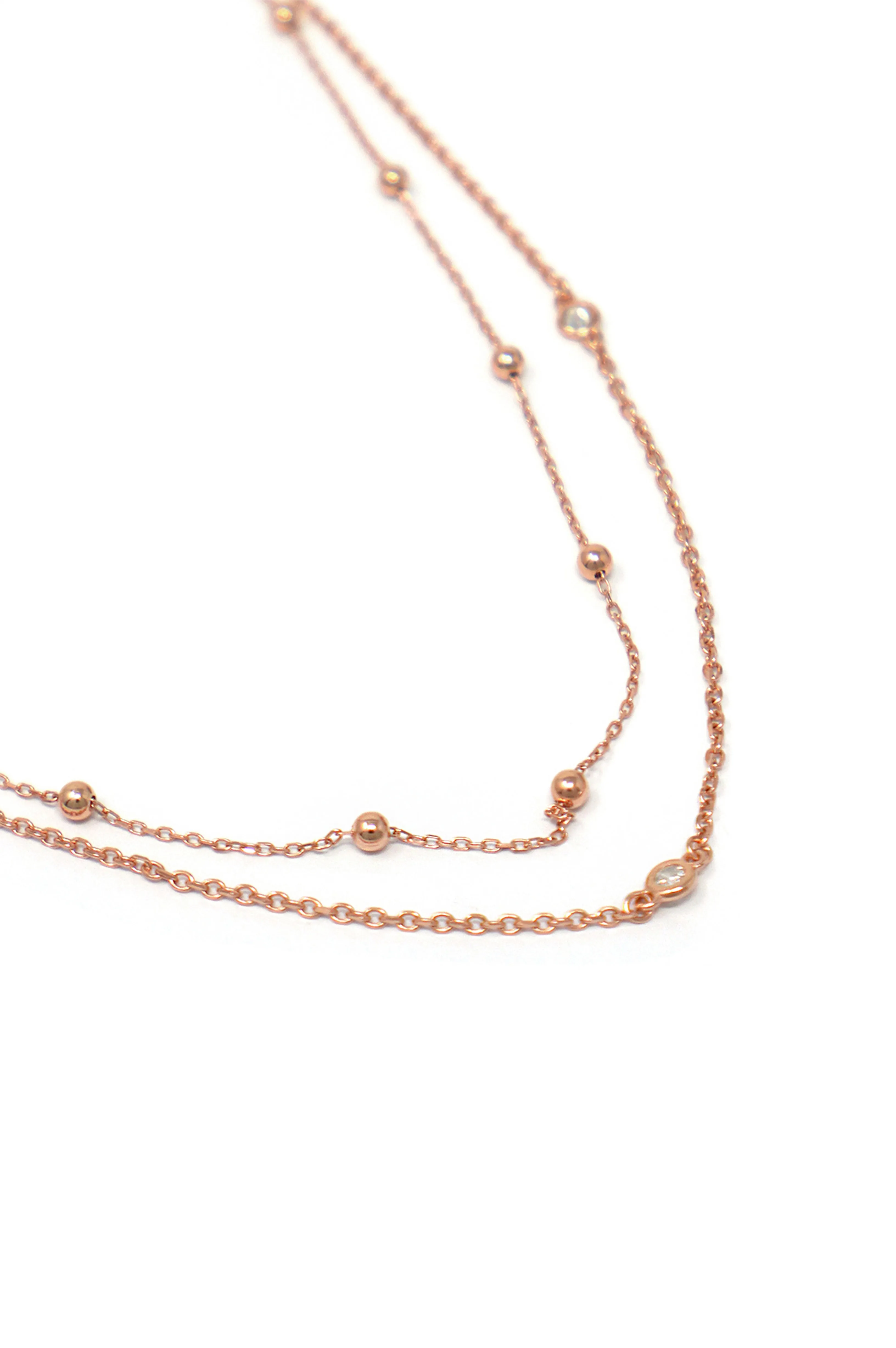 Multilayer Dramatic Rose Gold Plated Sterling Silver Chain Necklace