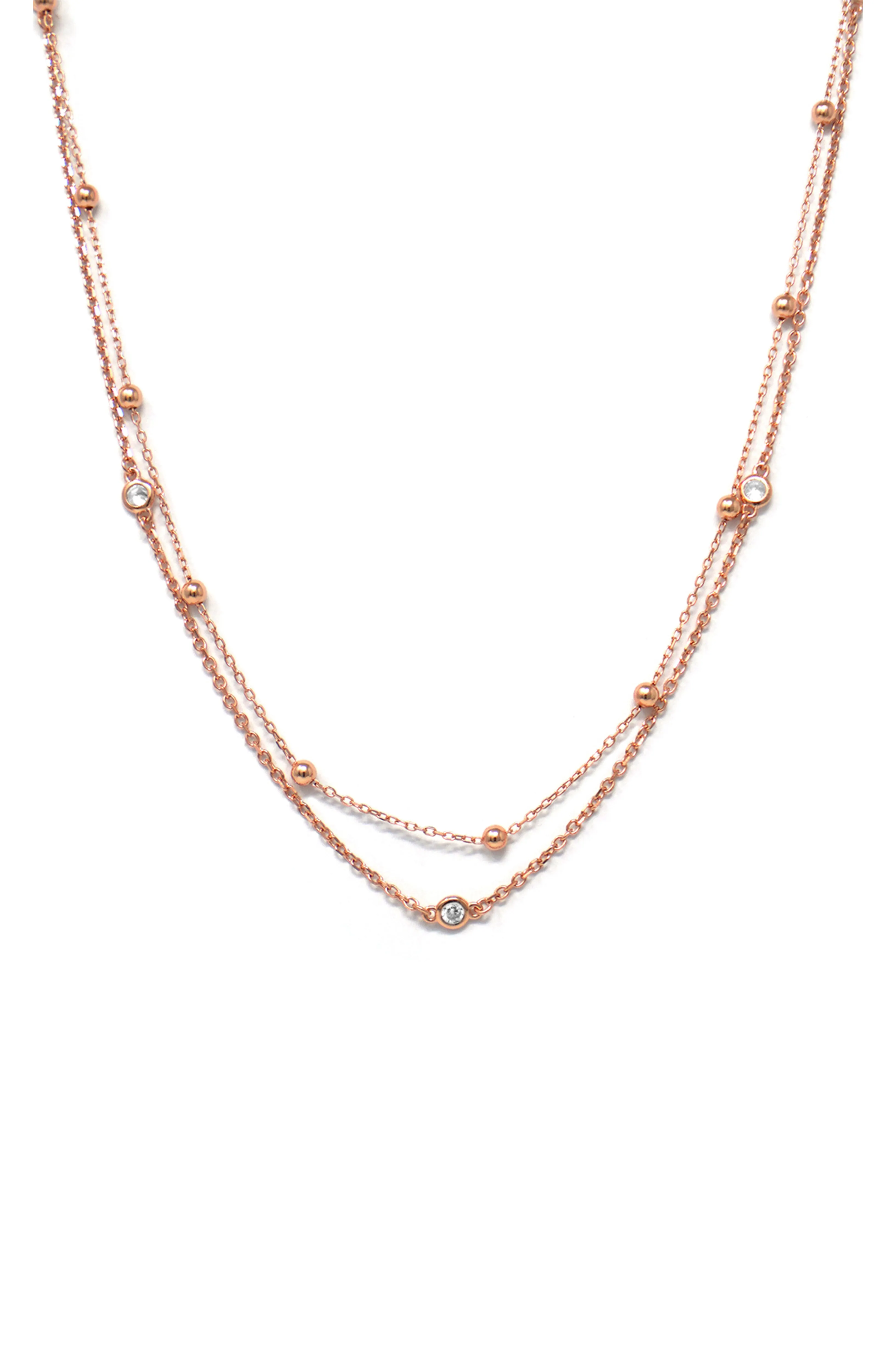 Multilayer Dramatic Rose Gold Plated Sterling Silver Chain Necklace