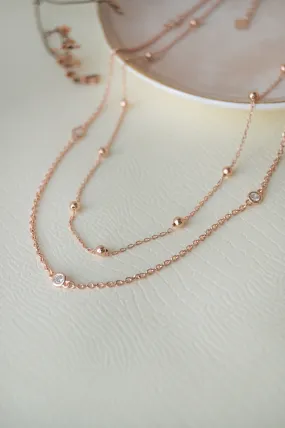 Multilayer Dramatic Rose Gold Plated Sterling Silver Chain Necklace