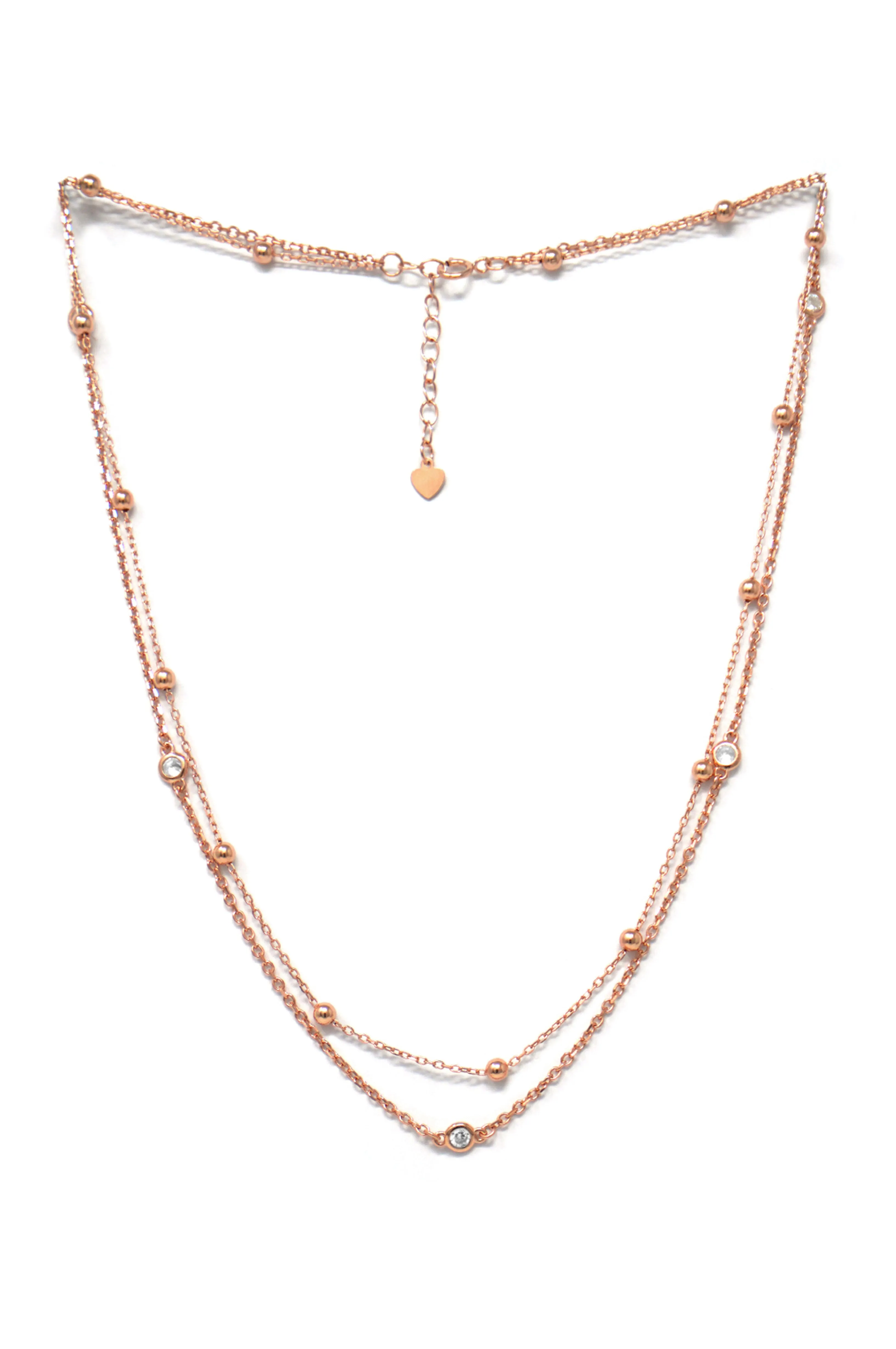 Multilayer Dramatic Rose Gold Plated Sterling Silver Chain Necklace