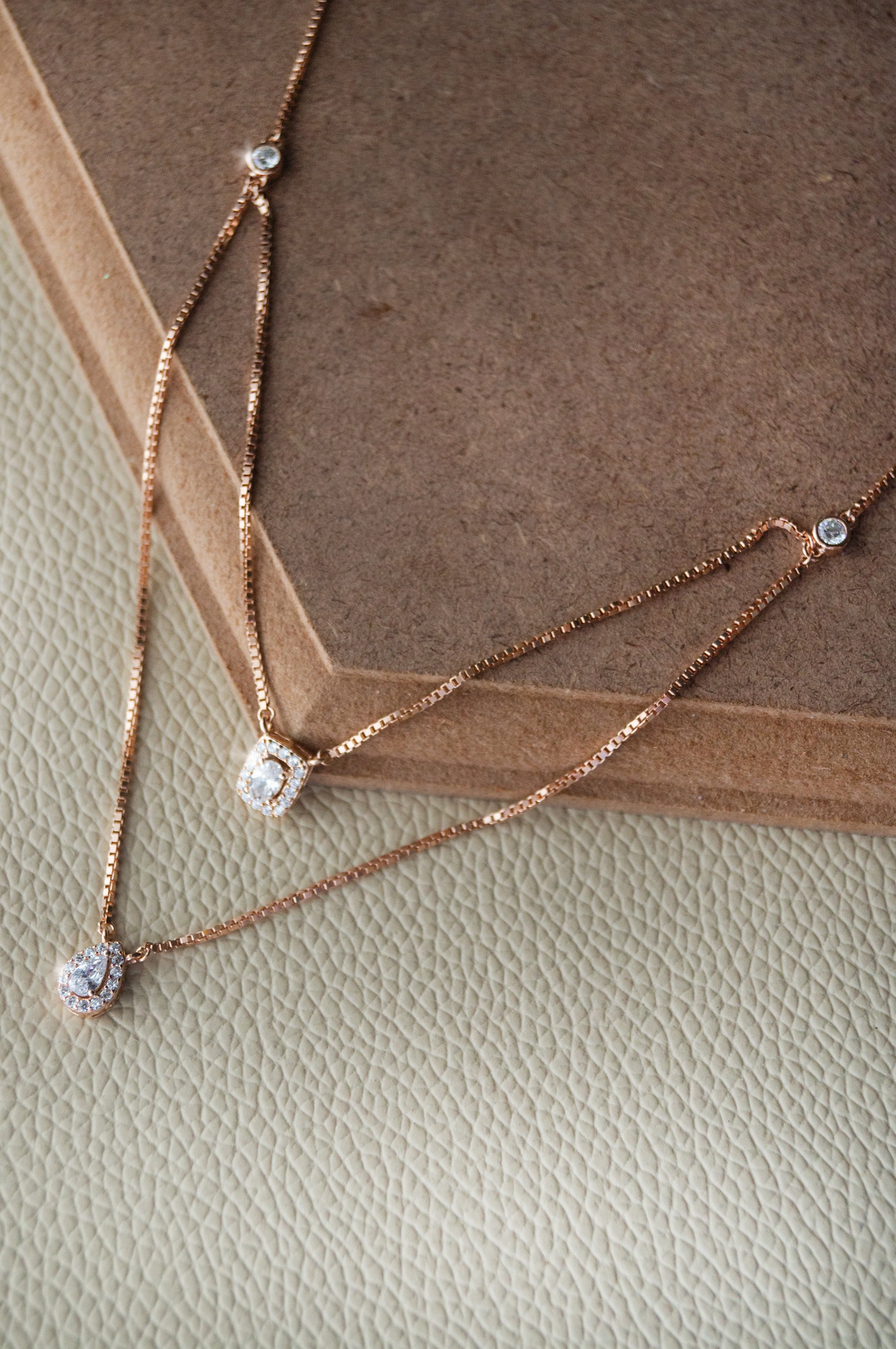 Multilayer Layer Solitaire Sterling Silver Necklace