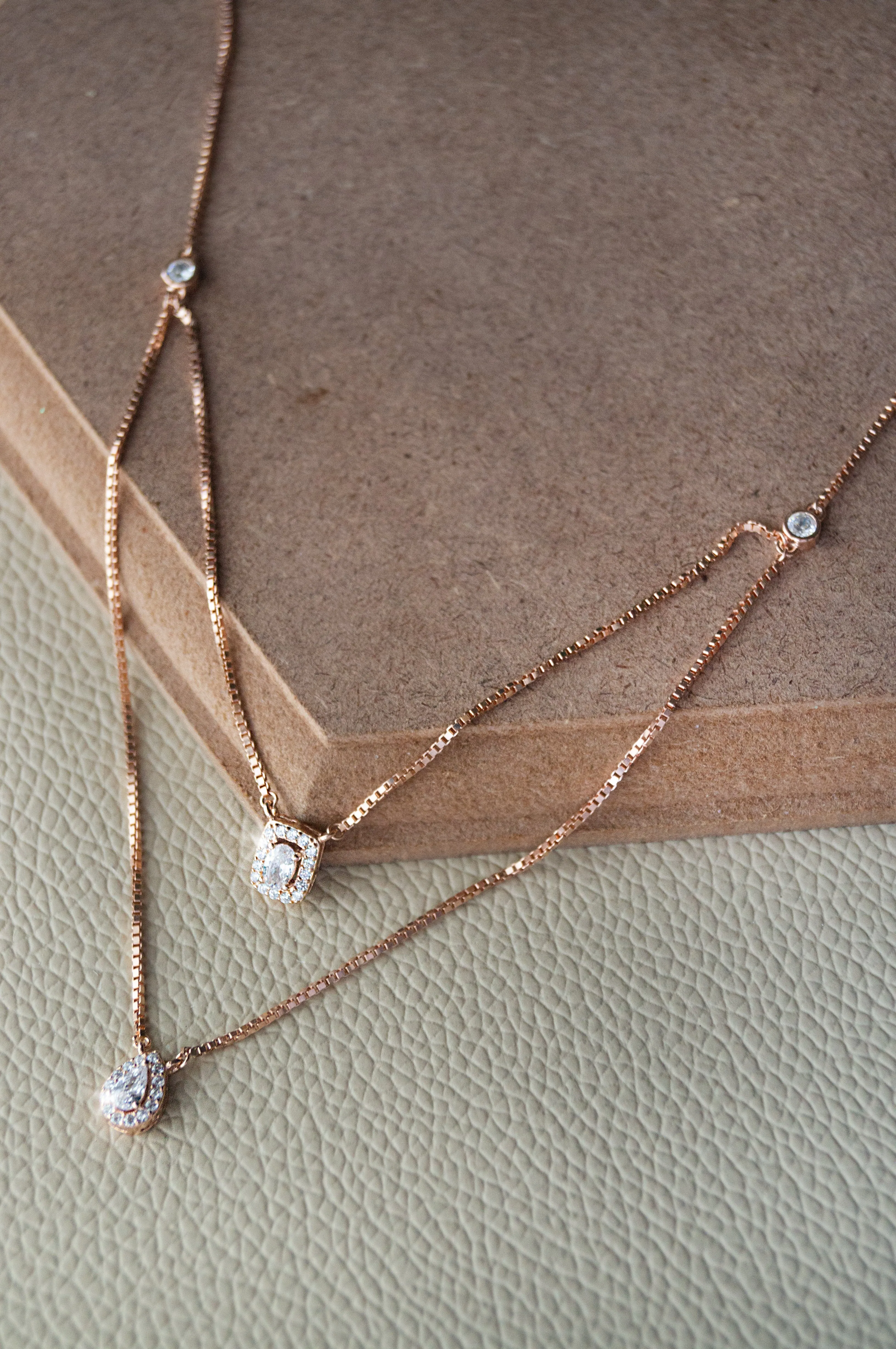 Multilayer Layer Solitaire Sterling Silver Necklace