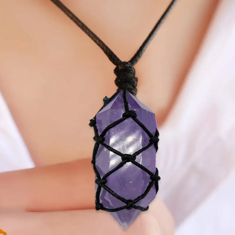 Natural Amethyst Quartz Crystal Pendant