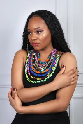 NEA African Print Layered Necklace