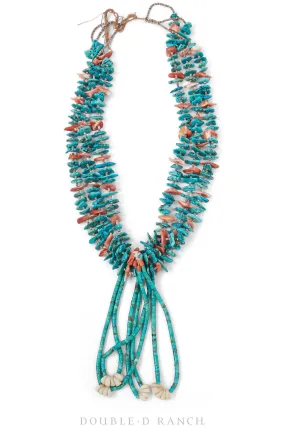 Necklace, Natural Stone, Jackal, Turquoise & Spiny Oyster, Vintage, 1949