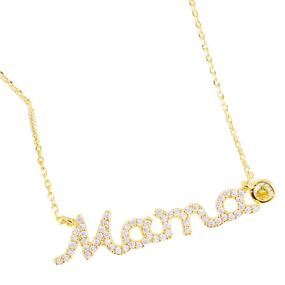 November Birthstone MAMA Message Pendant Necklace