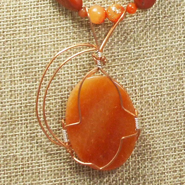 Odeda Carnelian Red Agate Cabochon Pendant Necklace