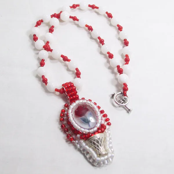 Ogin Bead Embroidery Pendant Necklace