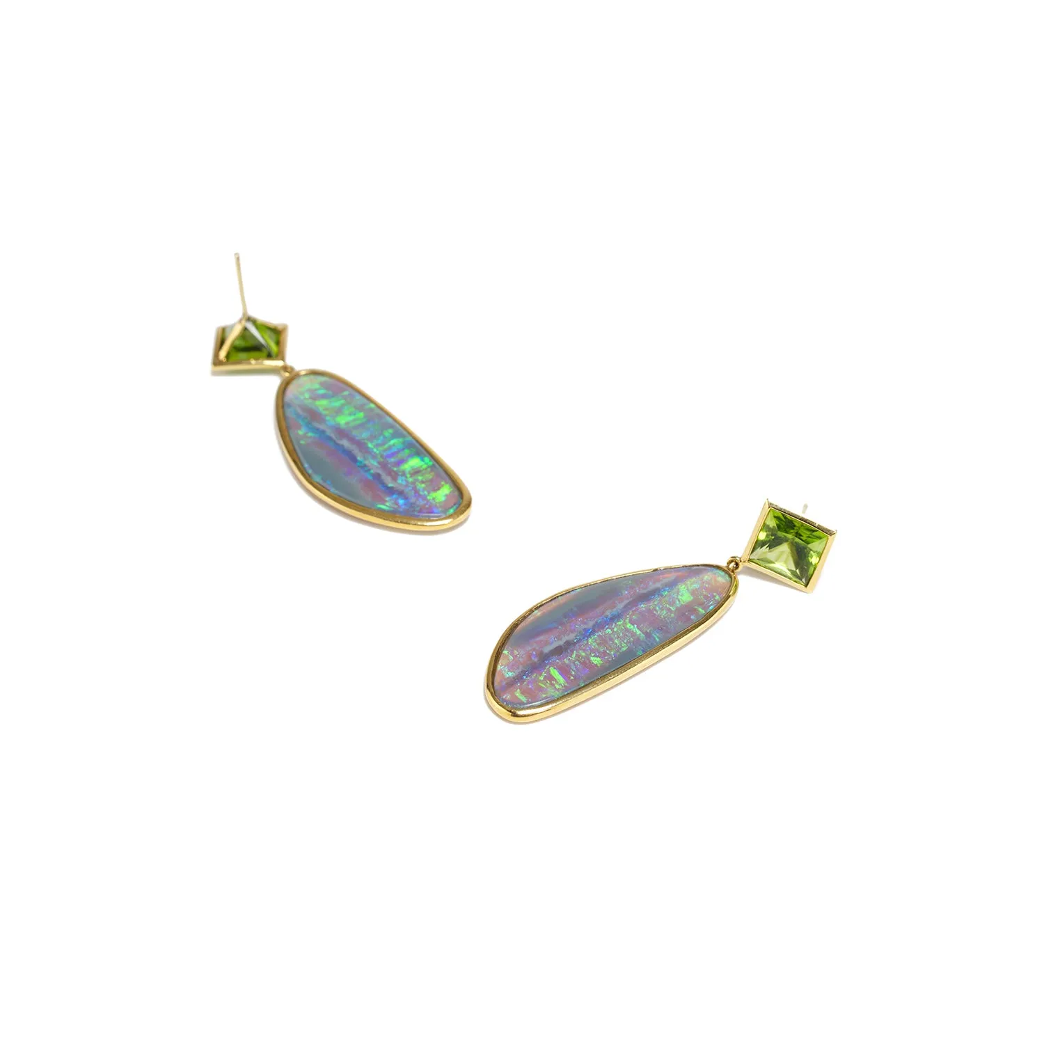 Opal Slices & Peridot Earrings