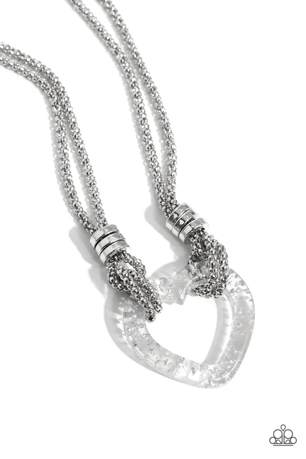 Paparazzi Lead with Your Heart Silver Necklace & Earring Set