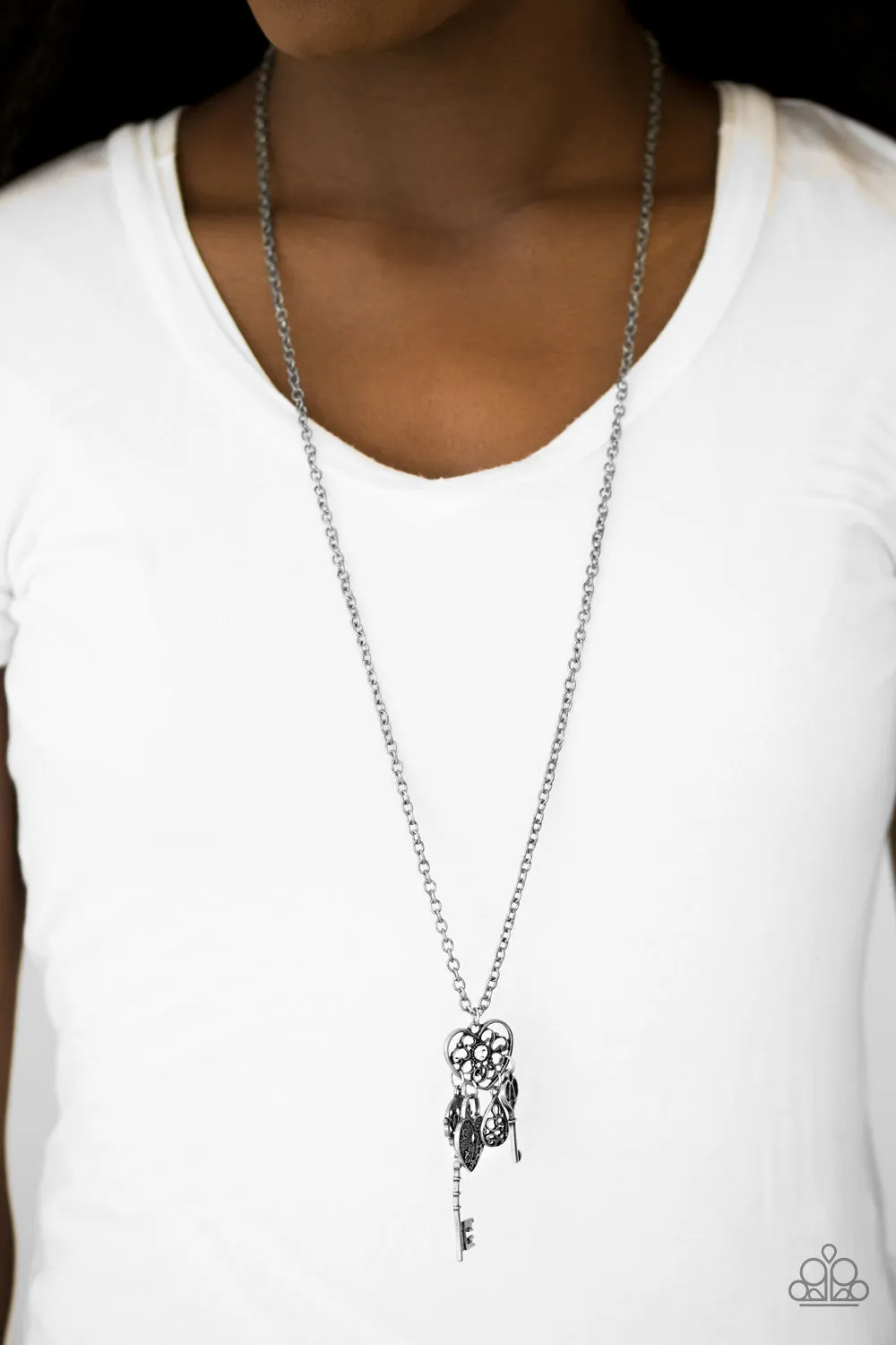 Paparazzi Secrets Of The Heart White Necklace Set