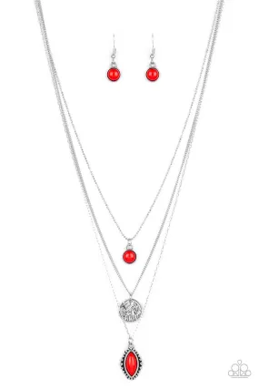 Paparazzi Tide Drifter - Red Necklace