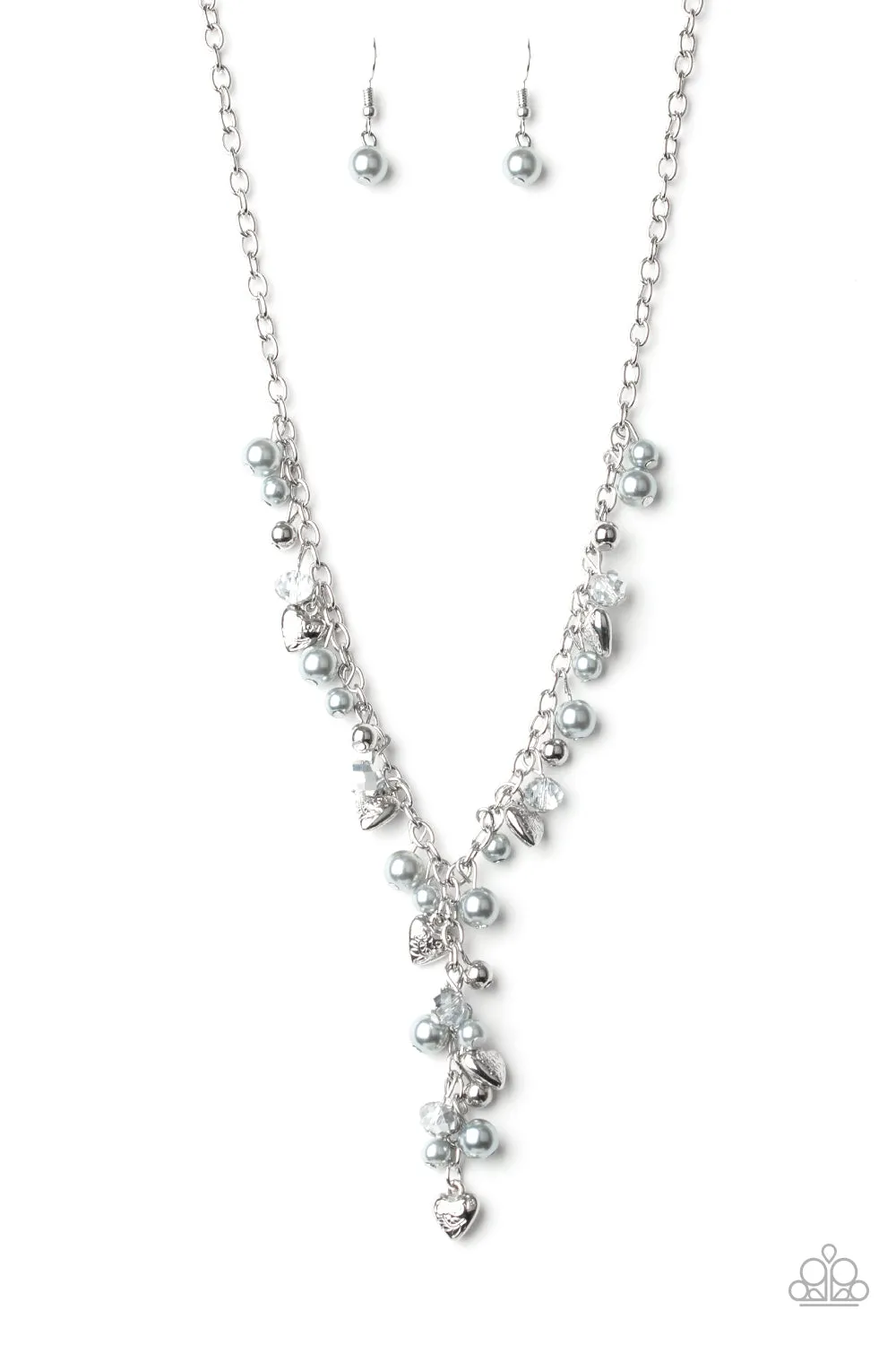 Paparazzi Vintage Heartthrob Silver Necklace Set