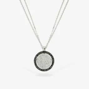 Pavé Circle Black&White Diamond Necklace 18K White Gold