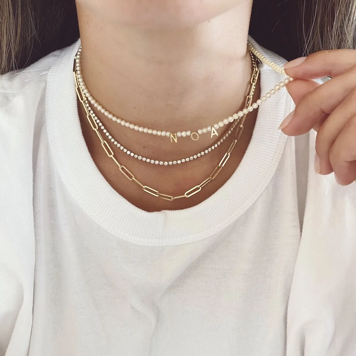 Pearl & Letter Necklace