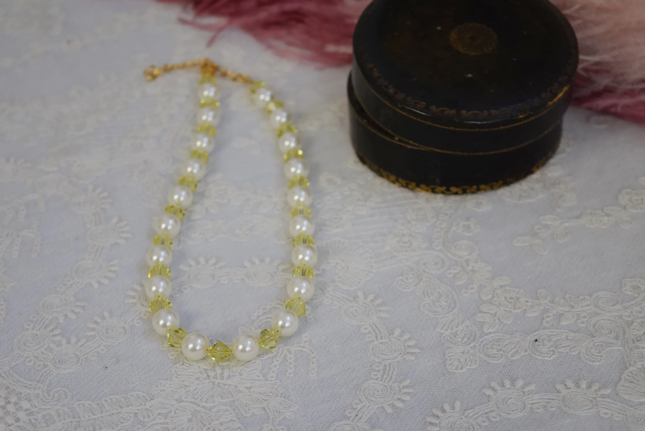 Pearl and Yellow Renaissance Necklace