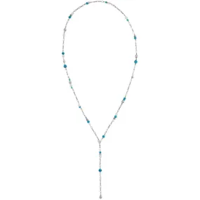 Pebble Turquoise And Pearl Convertible Y Necklace