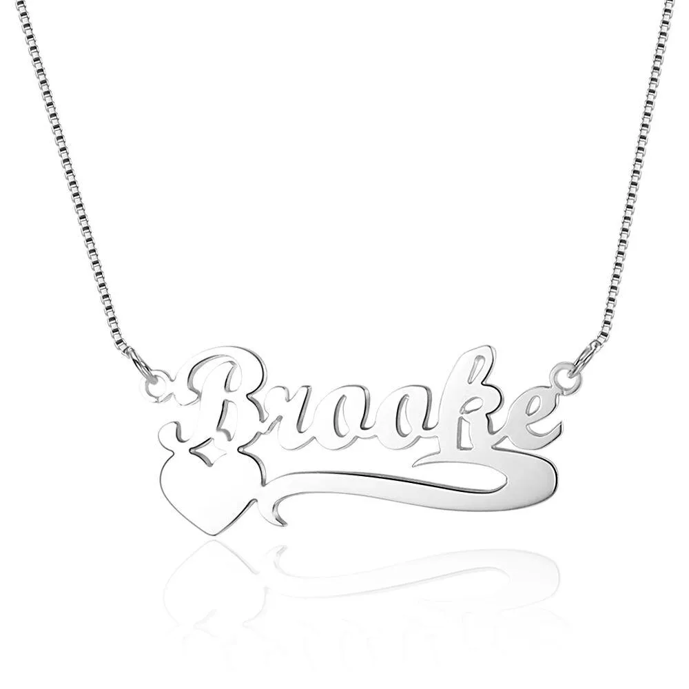 Personalized Heart Accent Name Necklace - Custom Name Necklace