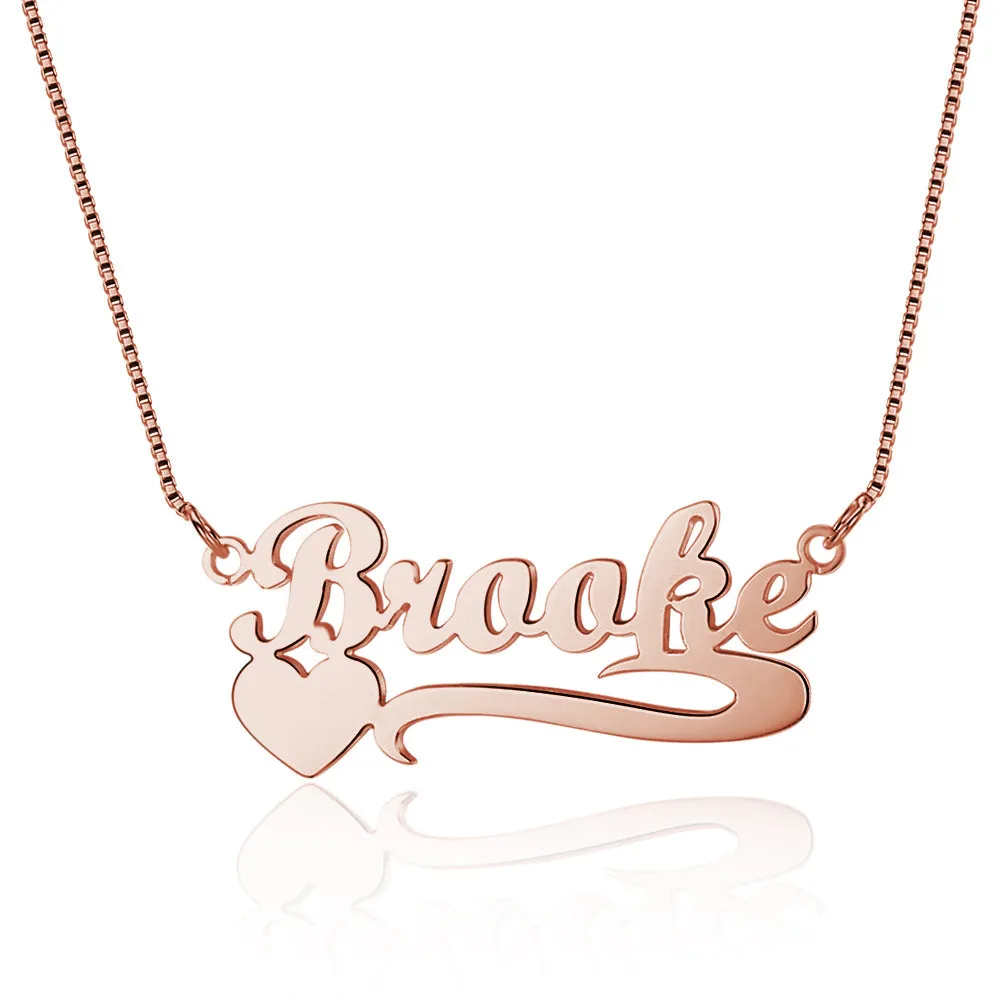 Personalized Heart Accent Name Necklace - Custom Name Necklace