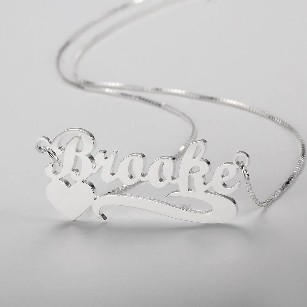 Personalized Heart Accent Name Necklace - Custom Name Necklace