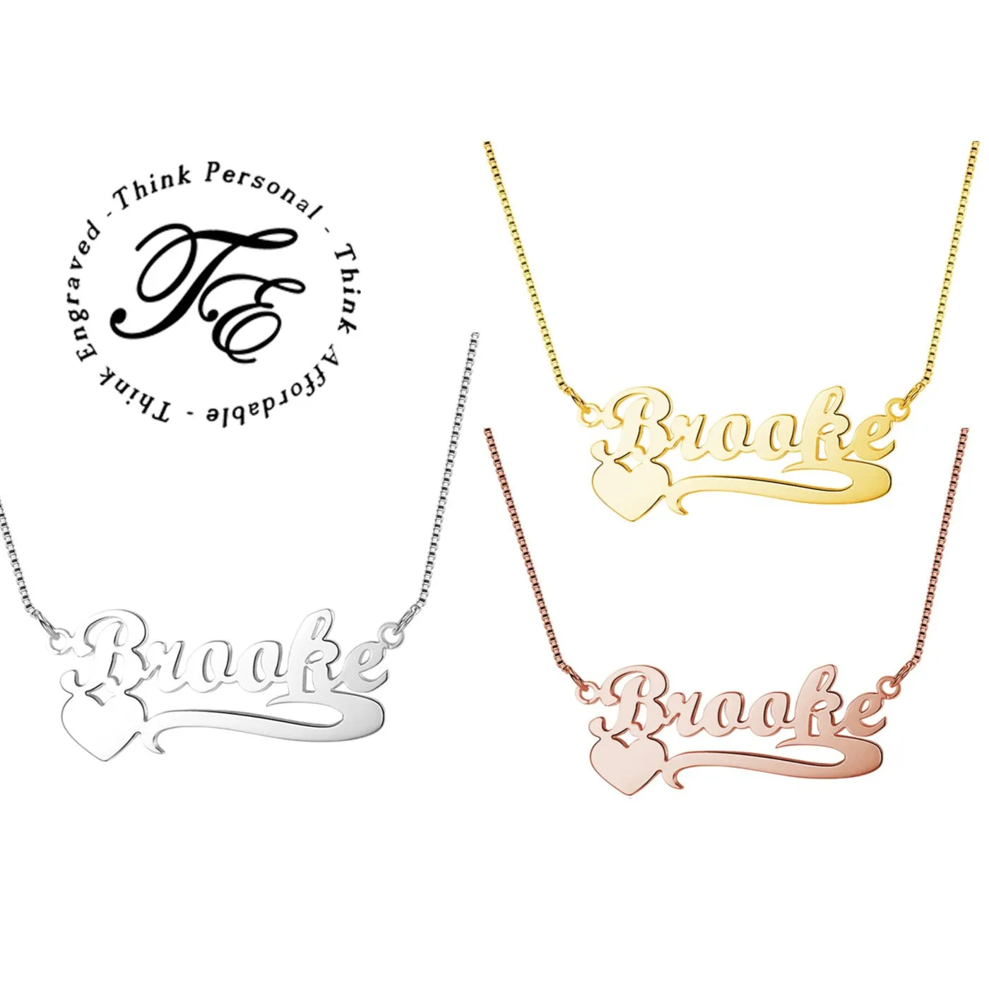 Personalized Heart Accent Name Necklace - Custom Name Necklace