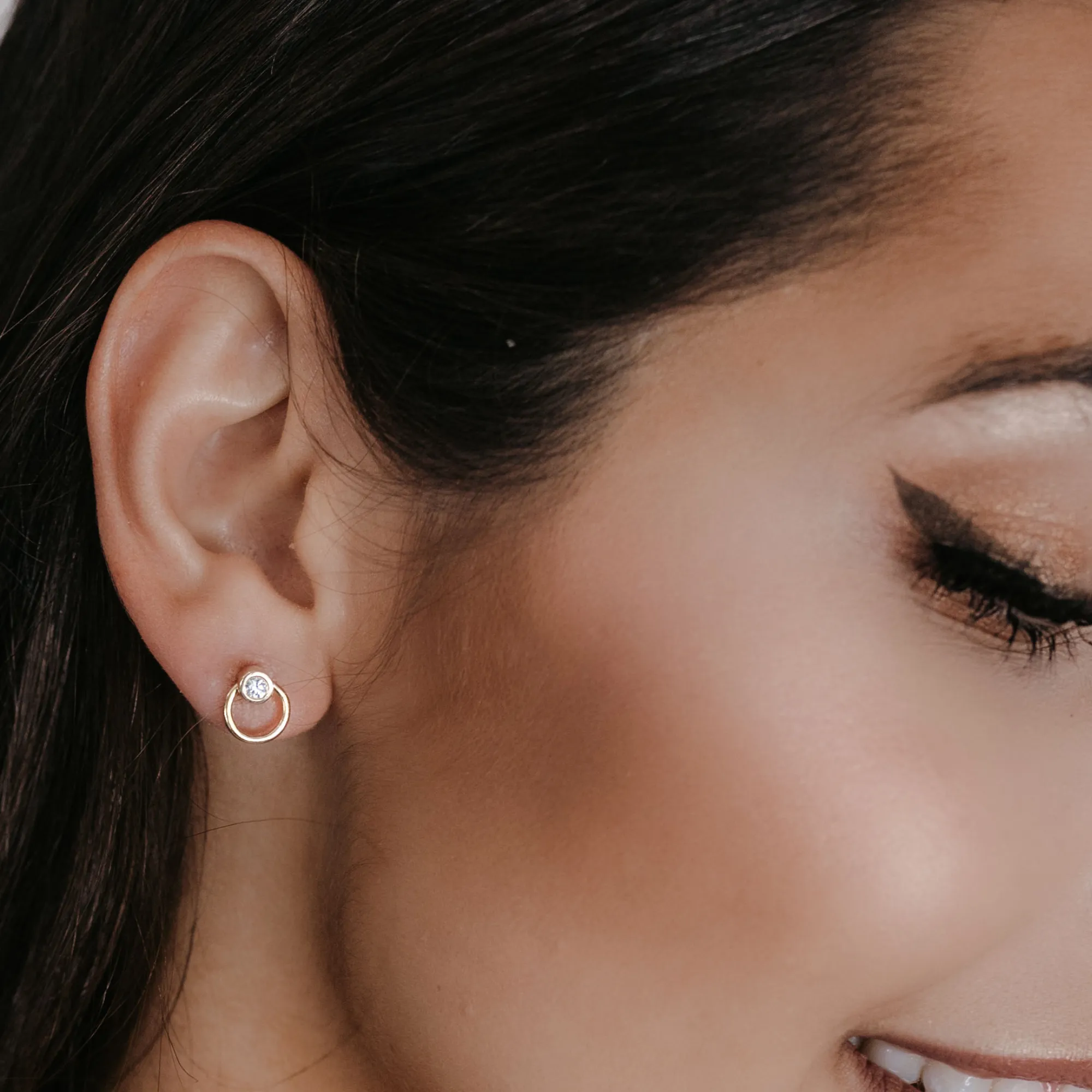 Petite Bezel Circular Earrings