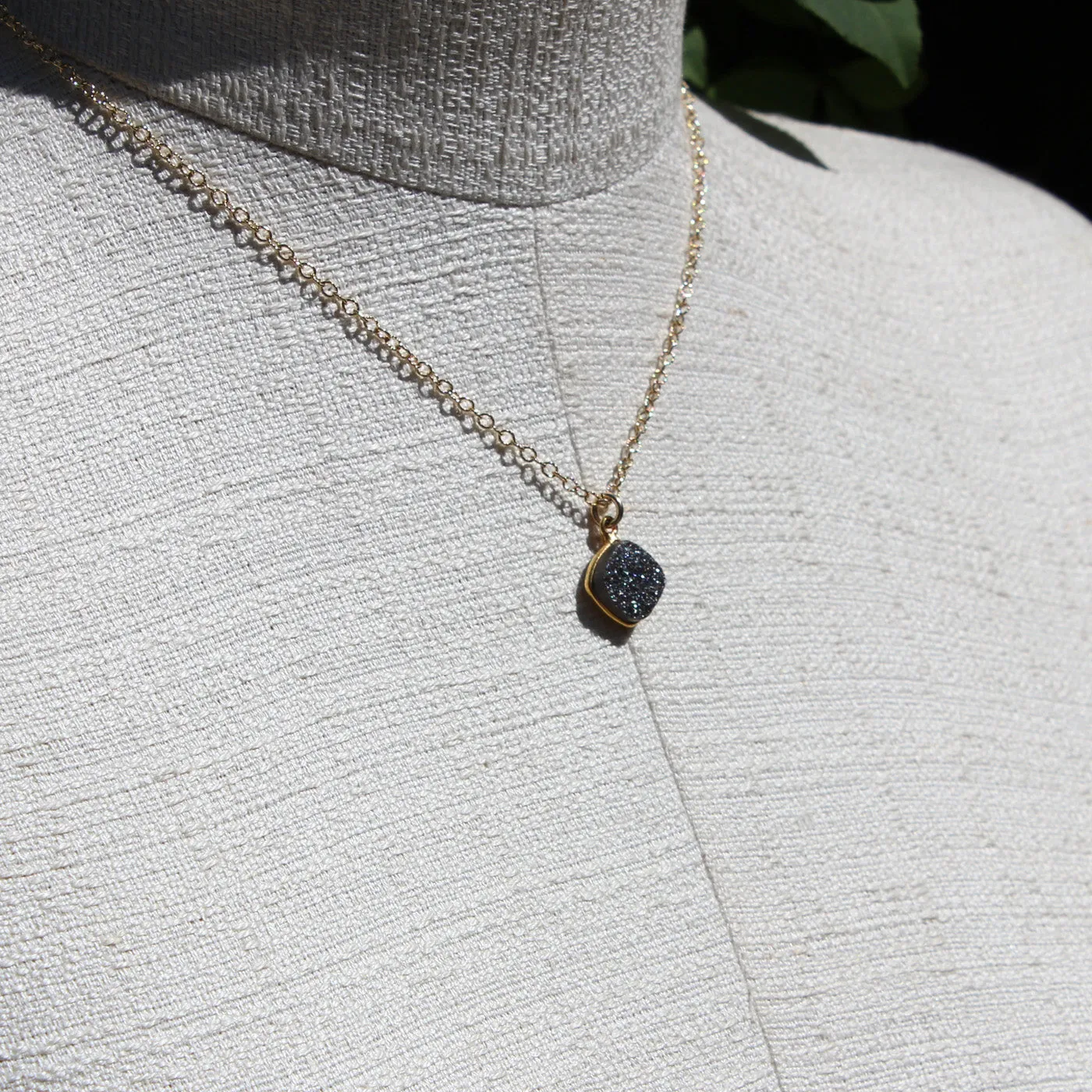 Platinum Druzy Diamond Necklace