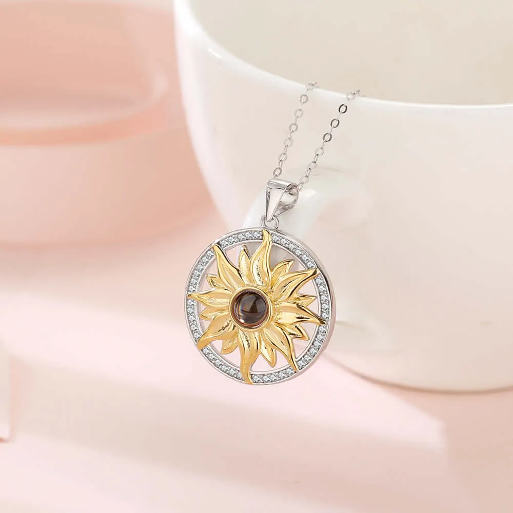 Plumeria & Sunflower Necklace with Picture Inside