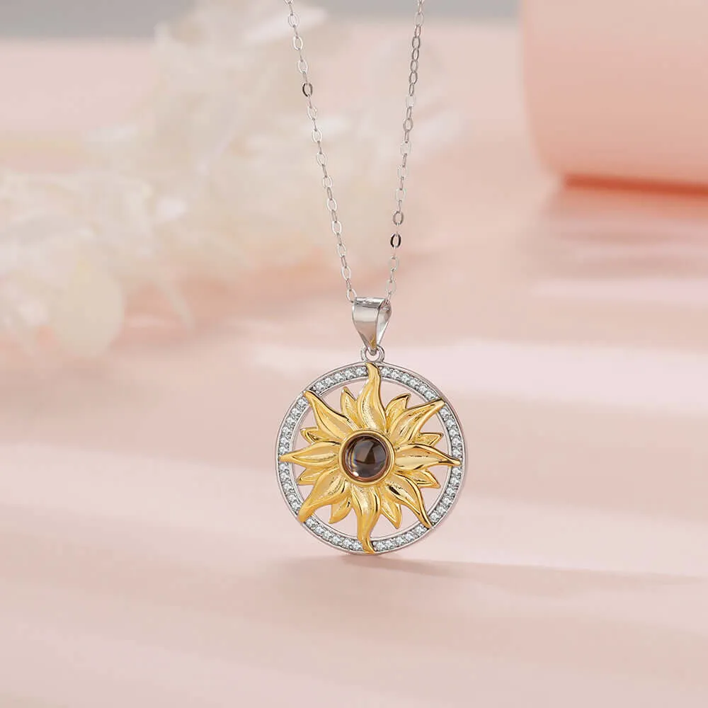 Plumeria & Sunflower Necklace with Picture Inside