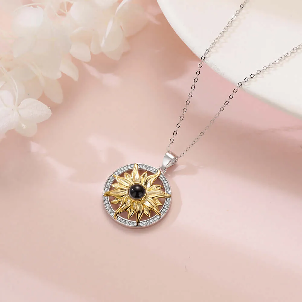 Plumeria & Sunflower Necklace with Picture Inside