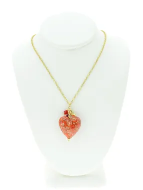 Red Aventurina Venetian Glass Heart Necklace