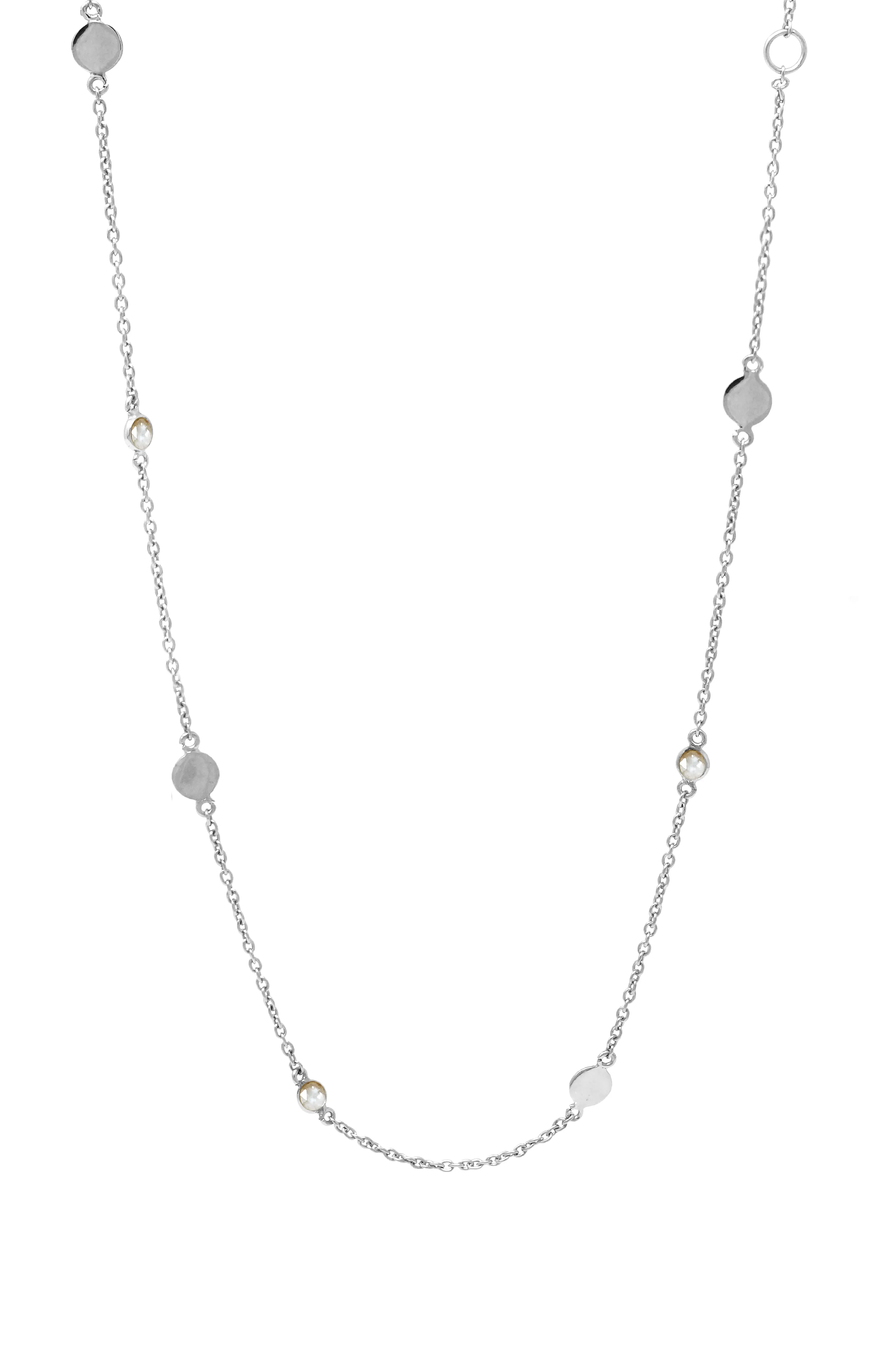 Retro Sparkle Station Sterling Silver Chain Necklace