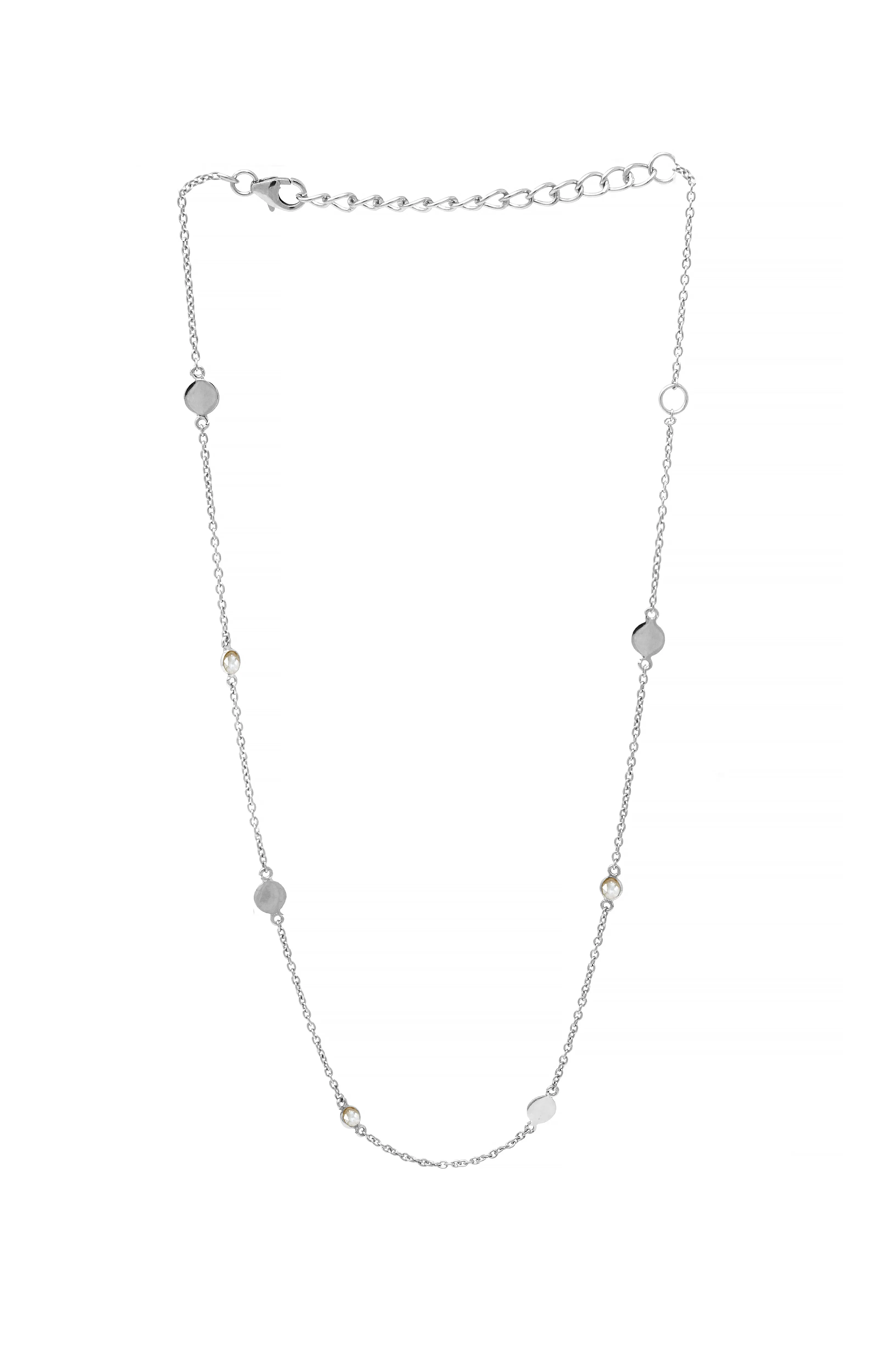 Retro Sparkle Station Sterling Silver Chain Necklace