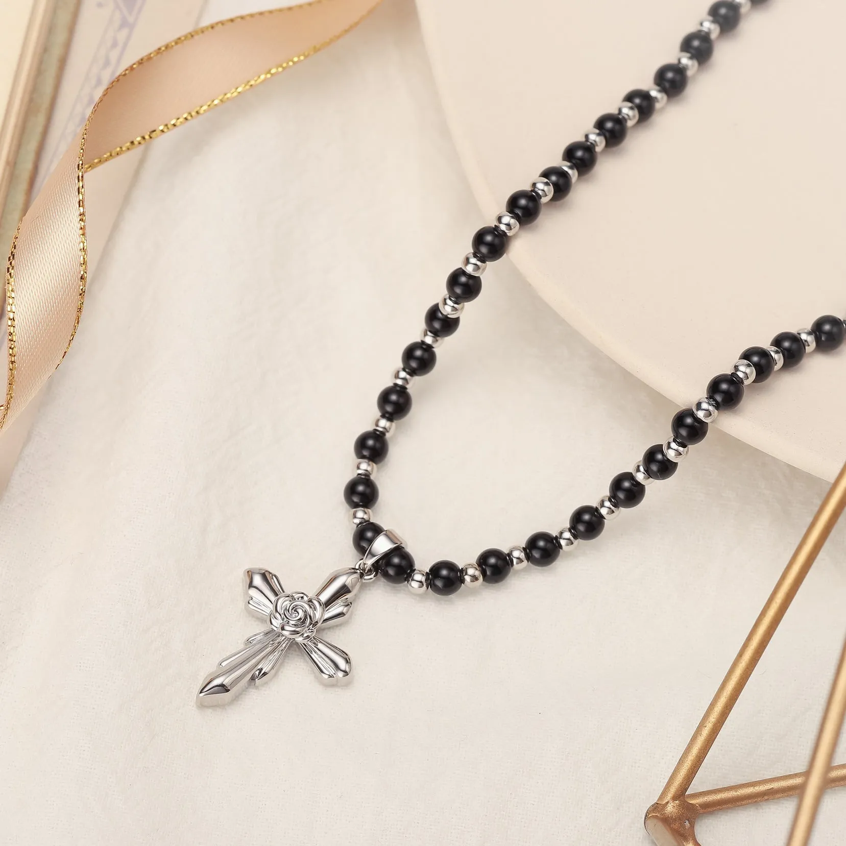 Rose Cross Necklace