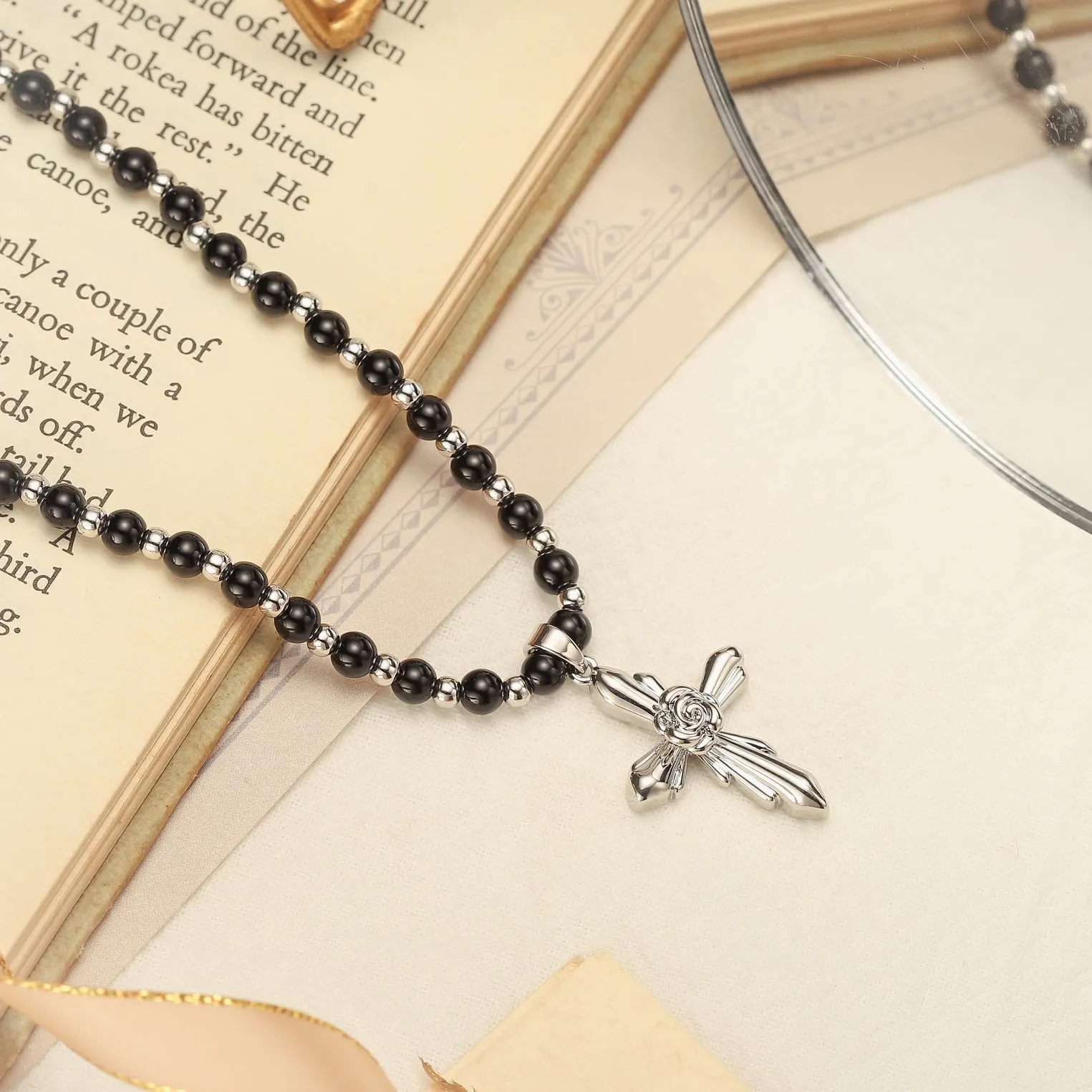 Rose Cross Necklace