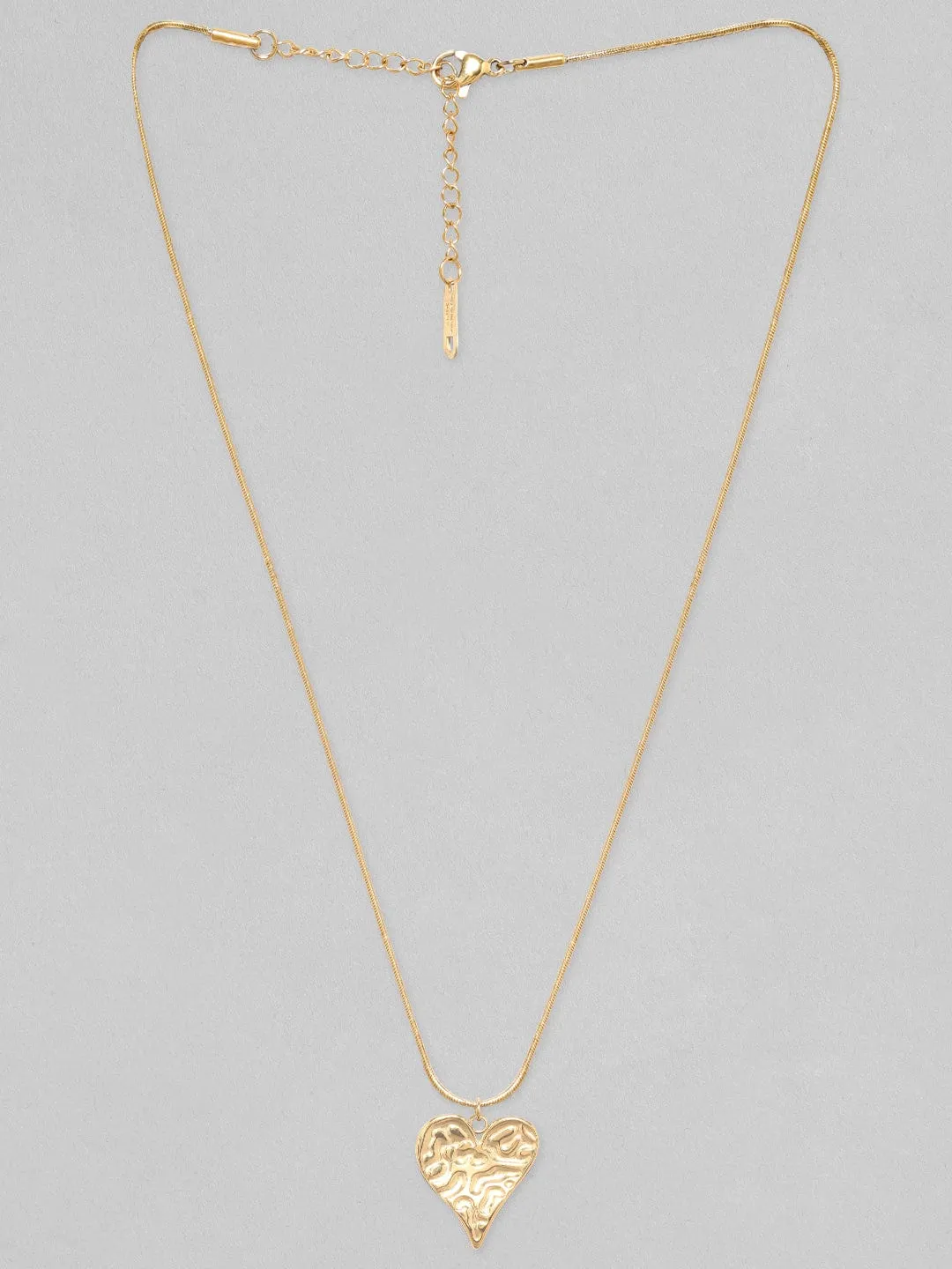 Rubans Voguish 18K Gold Plated Chain With Textured Heart Pendant Necklace.