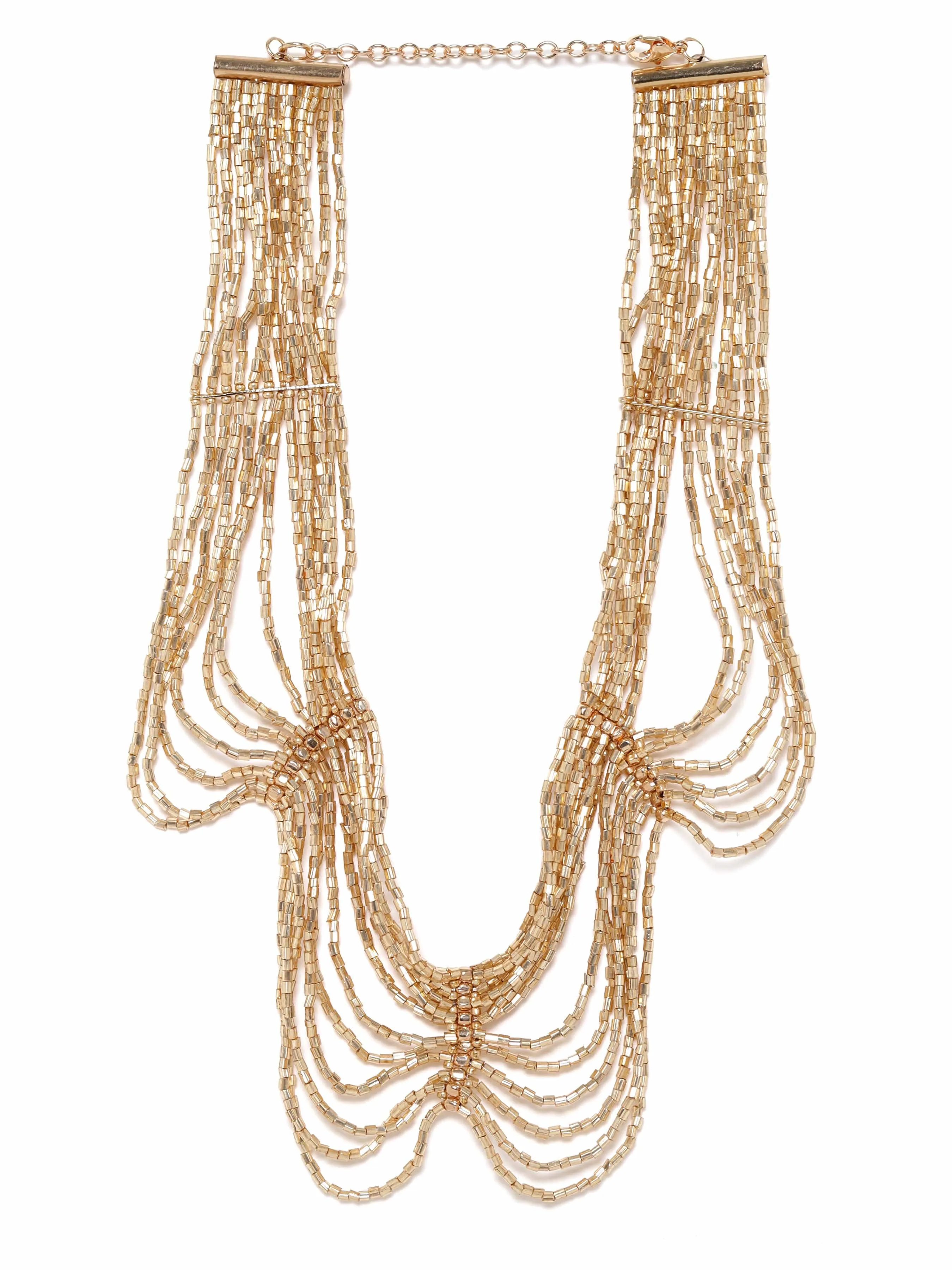 Rubans Voguish Rose Gold Beaded Multi Layered Necklace