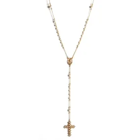 Saint Mia Rosary Style Necklace - Cream Pearl