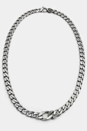 Silver chain necklace with black diamonds