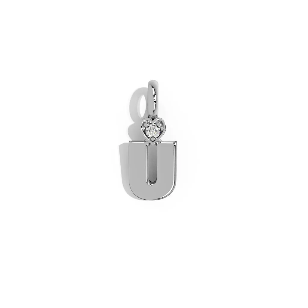 Silver Smooth Charm Letter Pendant - Heart