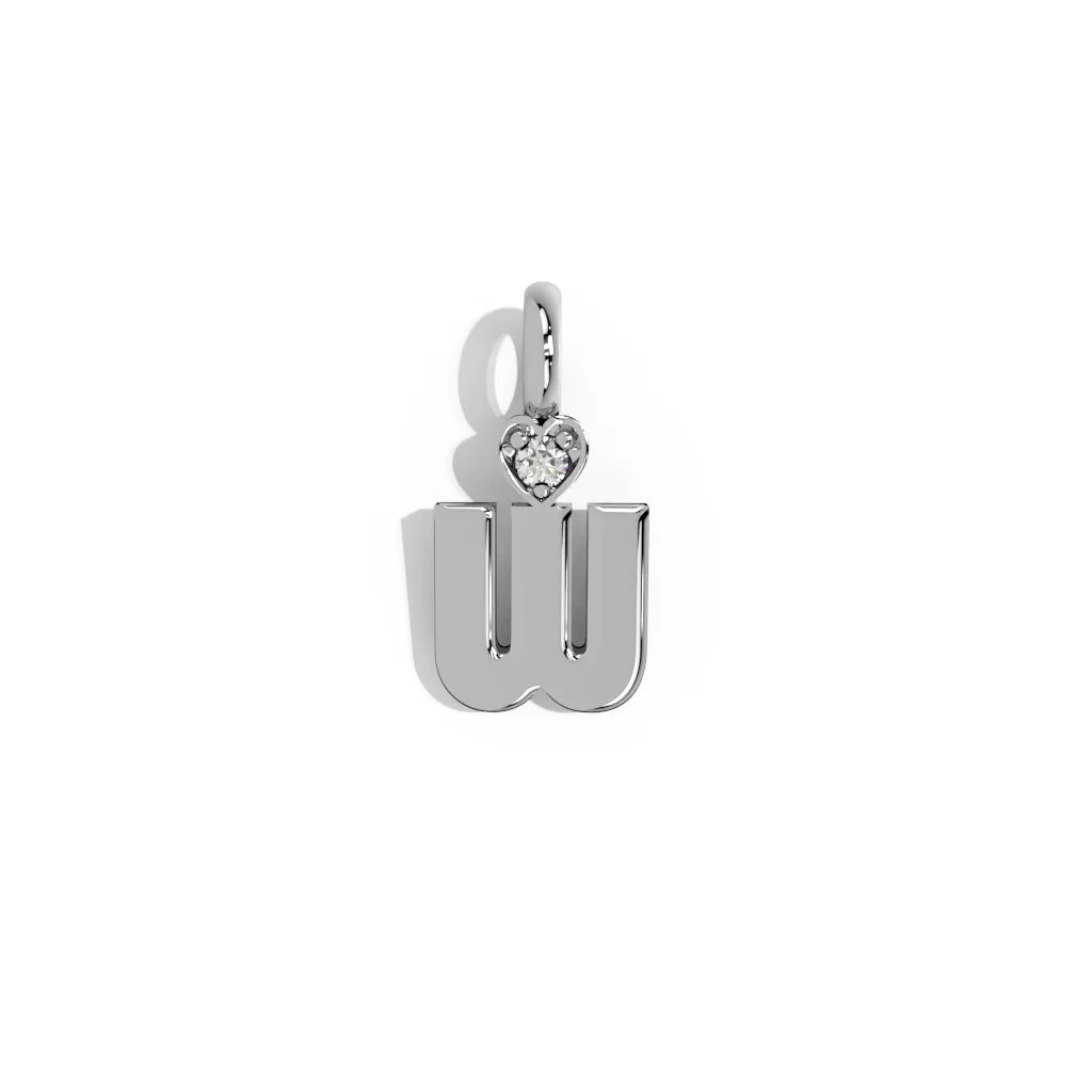 Silver Smooth Charm Letter Pendant - Heart