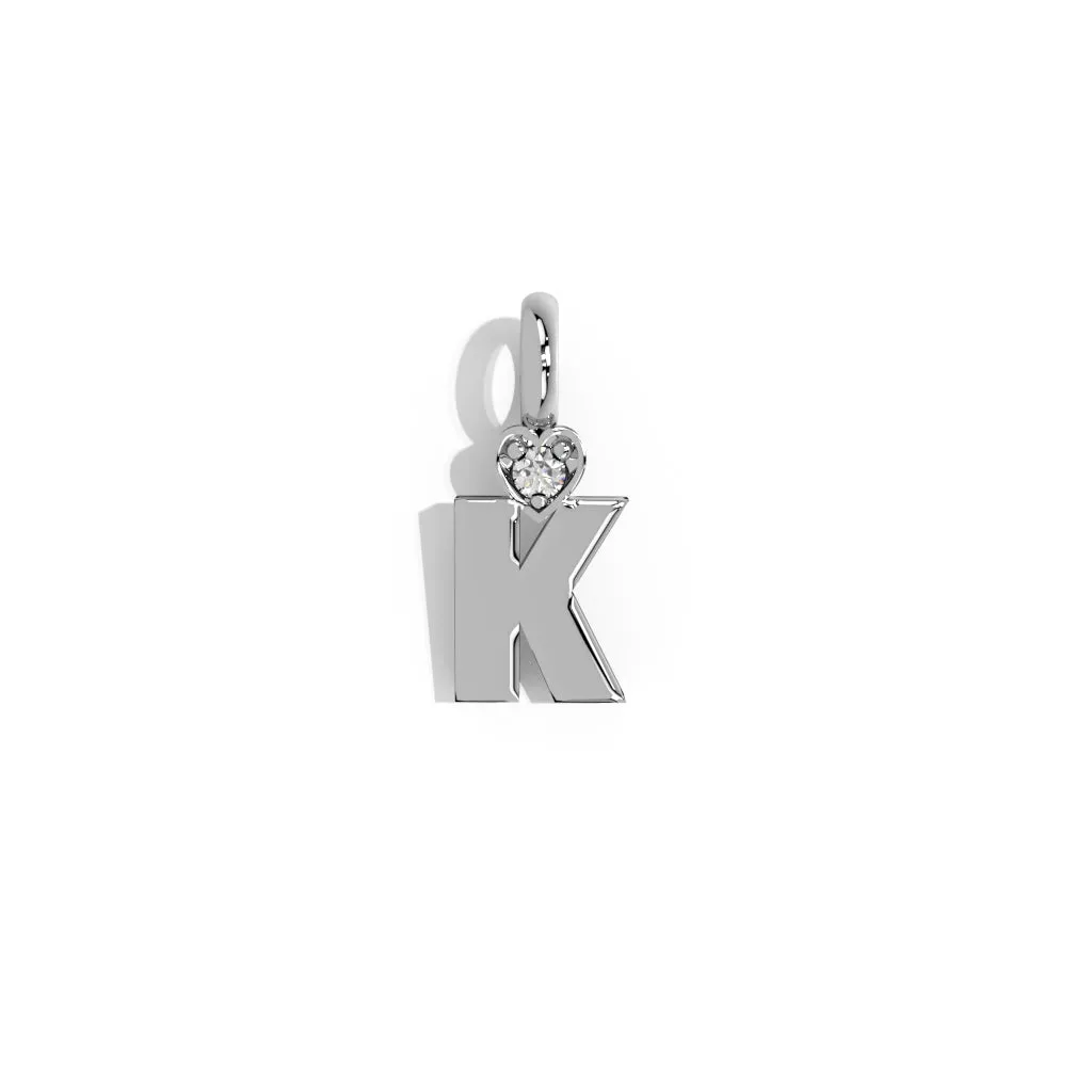 Silver Smooth Charm Letter Pendant - Heart