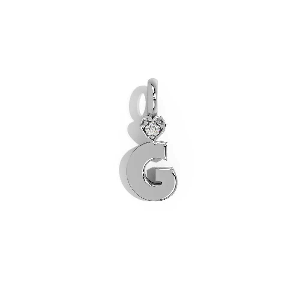 Silver Smooth Charm Letter Pendant - Heart