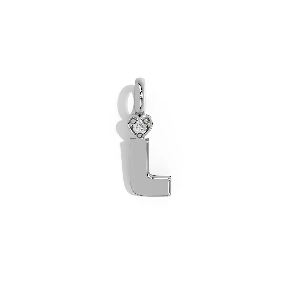 Silver Smooth Charm Letter Pendant - Heart