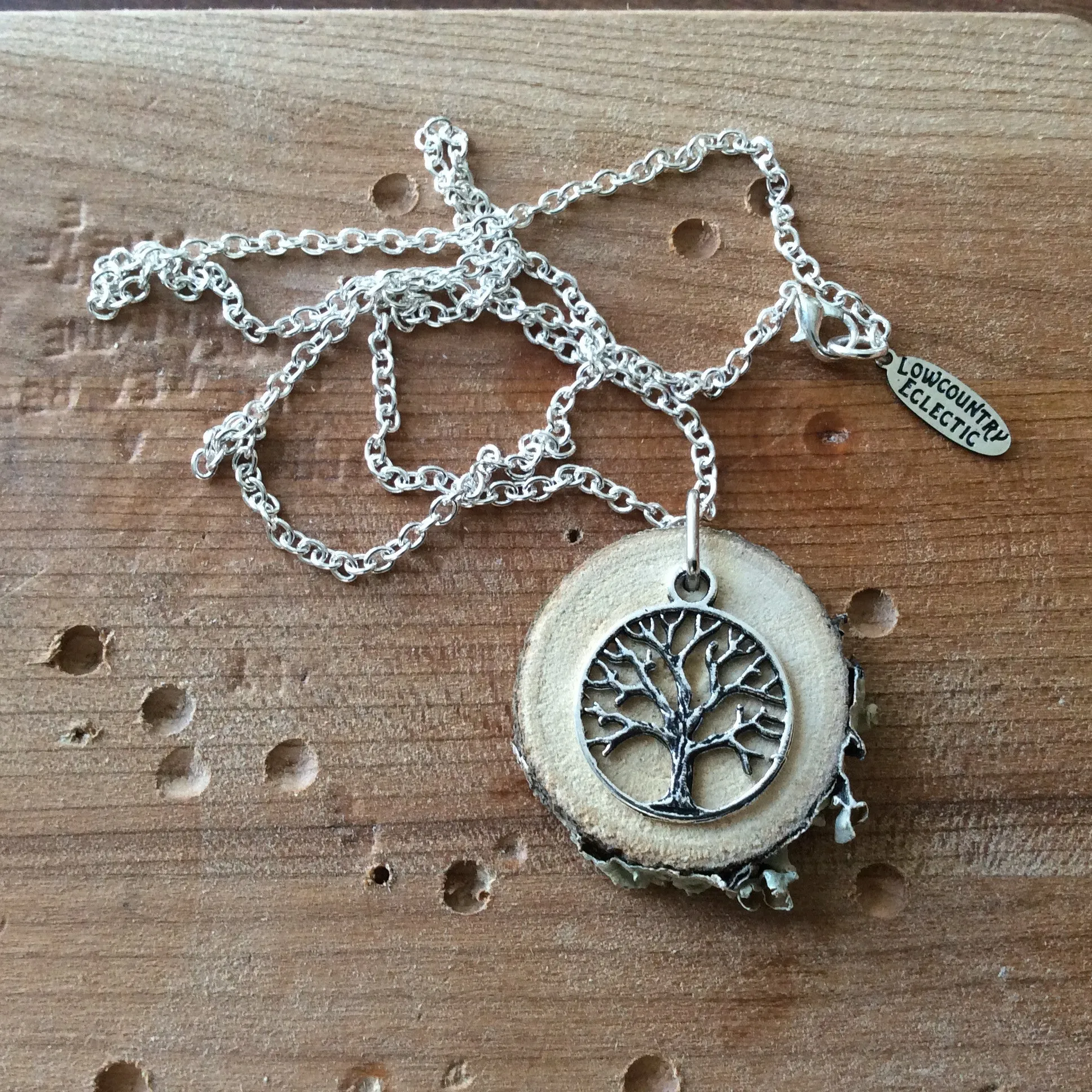 Silver Tree of Life Essential Oil Diffuser Necklace -- FREE SHIPPING