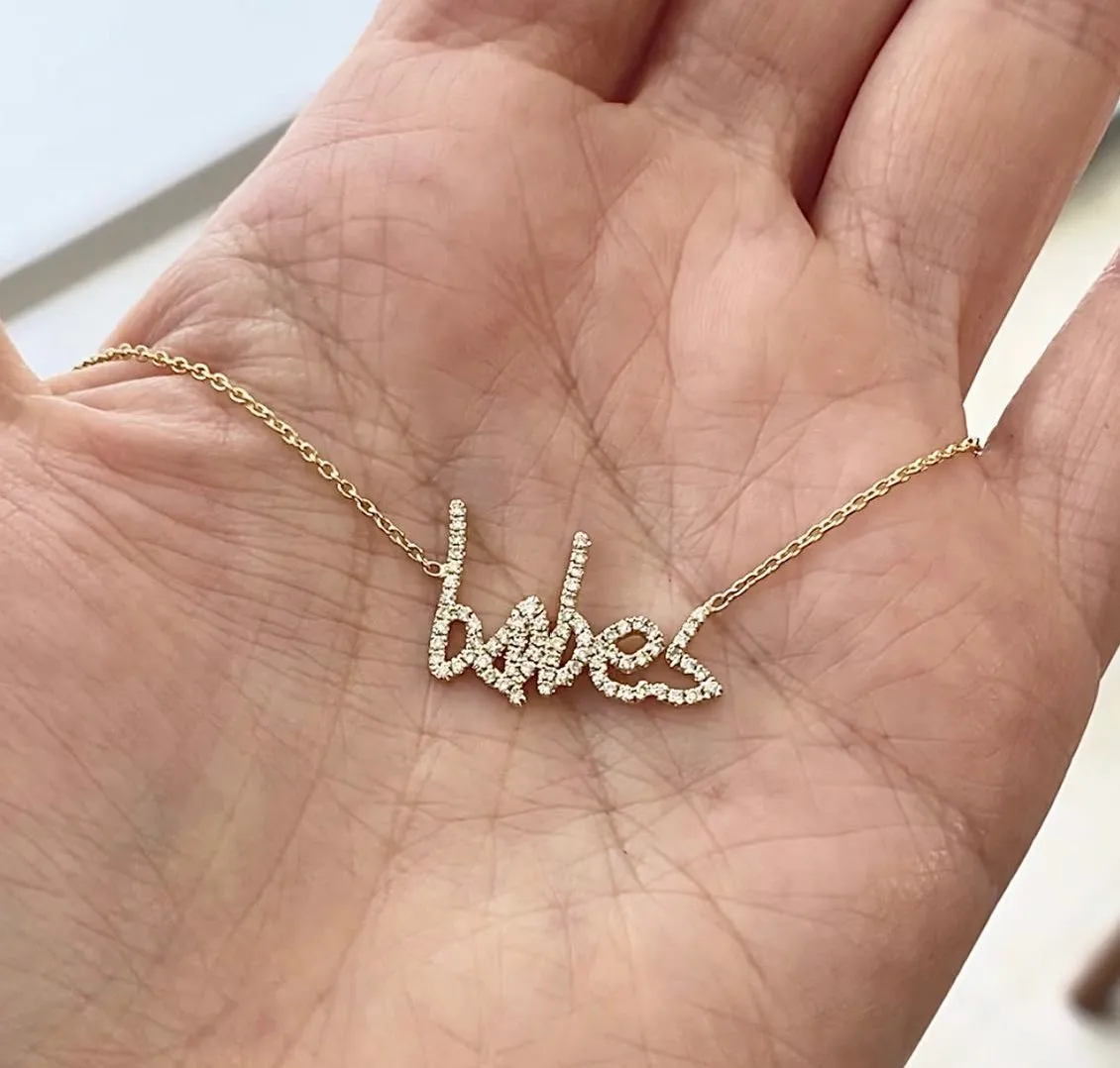 Single Name Custom Signature Necklace With Diamonds