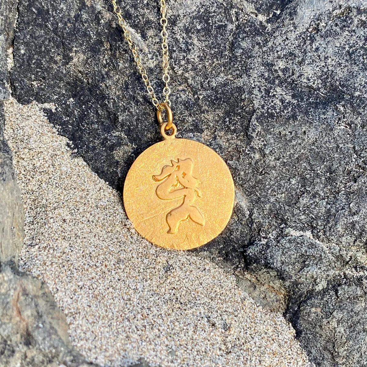 Sitting Mermaid Ocean Inspired Gold Filled Necklace