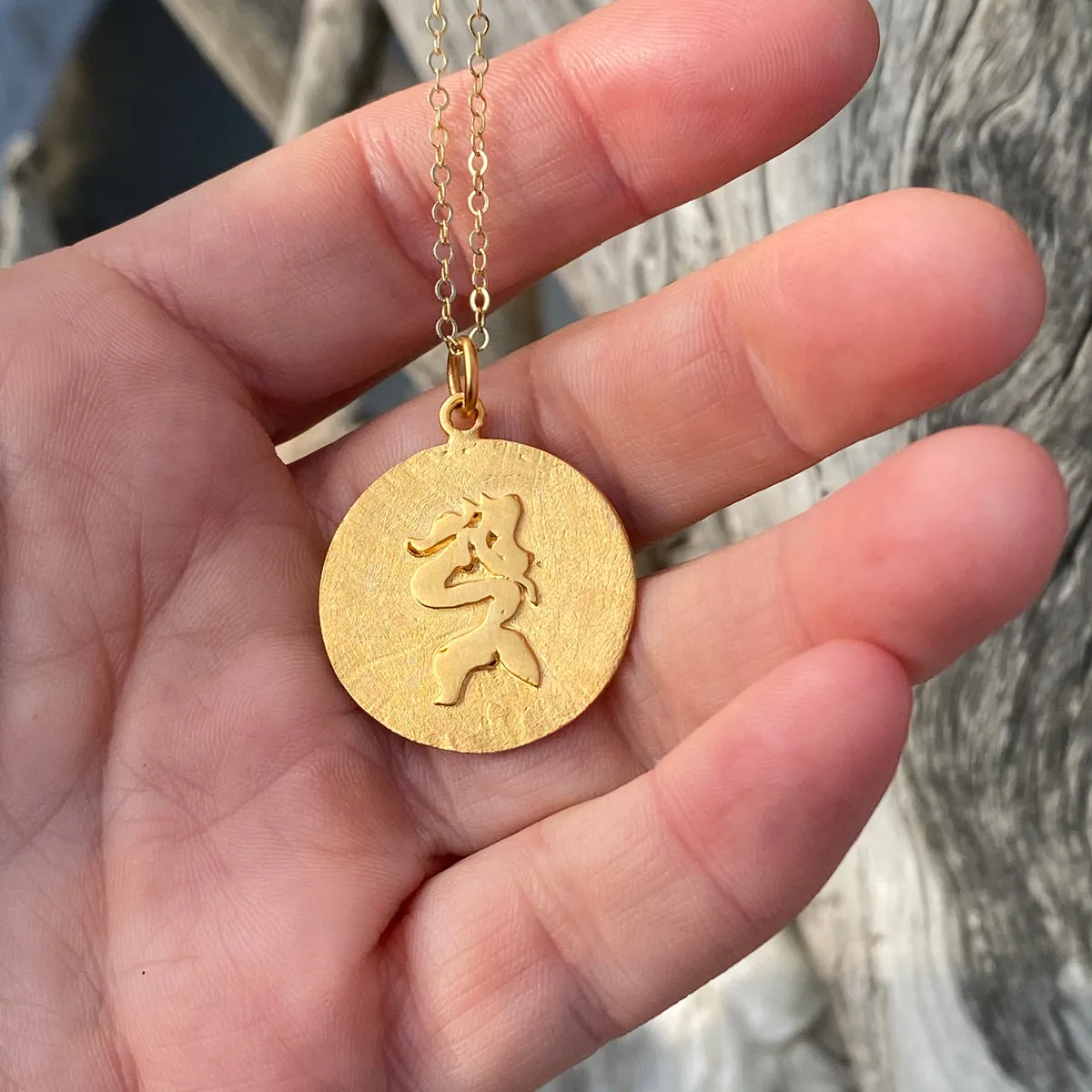 Sitting Mermaid Ocean Inspired Gold Filled Necklace