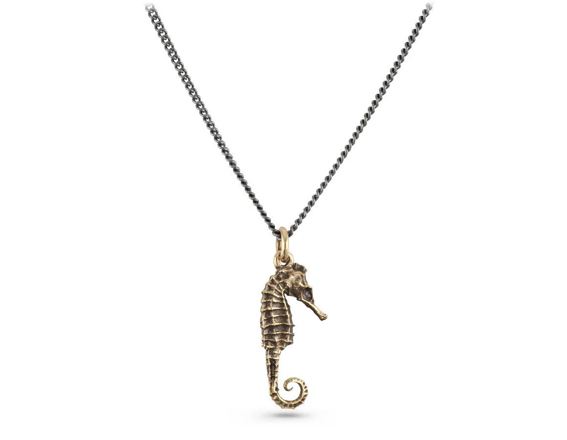 Small Seahorse Necklace - Bronze